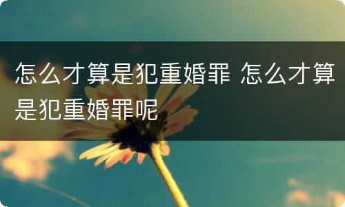 怎么才算是犯重婚罪 怎么才算是犯重婚罪呢
