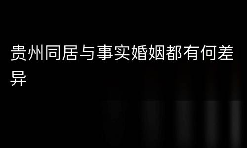贵州同居与事实婚姻都有何差异