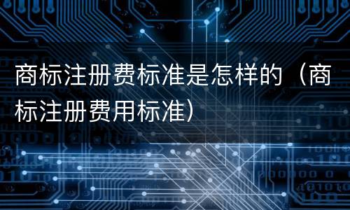 商标注册费标准是怎样的（商标注册费用标准）