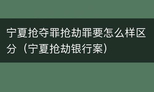宁夏抢夺罪抢劫罪要怎么样区分（宁夏抢劫银行案）