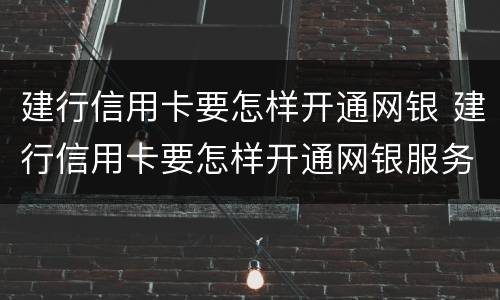 建行信用卡要怎样开通网银 建行信用卡要怎样开通网银服务