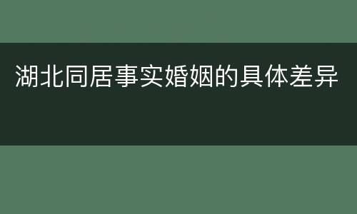 湖北同居事实婚姻的具体差异