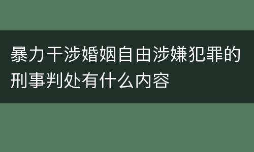 暴力干涉婚姻自由涉嫌犯罪的刑事判处有什么内容
