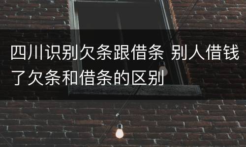 四川识别欠条跟借条 别人借钱了欠条和借条的区别