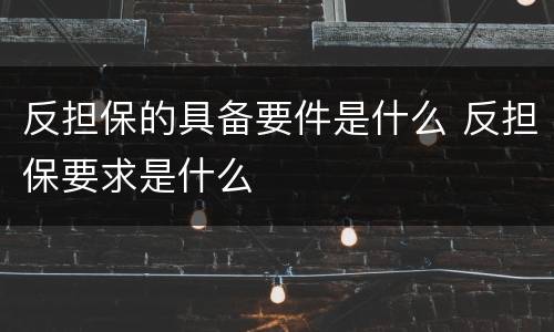 反担保的具备要件是什么 反担保要求是什么
