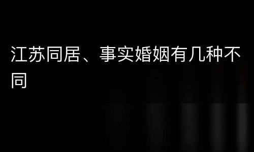 江苏同居、事实婚姻有几种不同