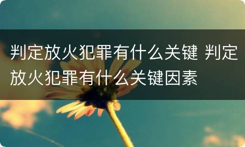 判定放火犯罪有什么关键 判定放火犯罪有什么关键因素