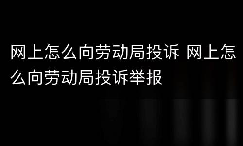 网上怎么向劳动局投诉 网上怎么向劳动局投诉举报