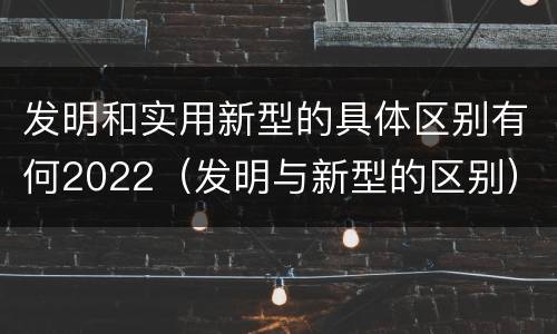 发明和实用新型的具体区别有何2022（发明与新型的区别）