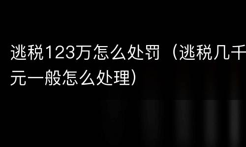 逃税123万怎么处罚（逃税几千元一般怎么处理）
