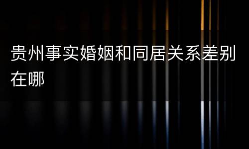 贵州事实婚姻和同居关系差别在哪