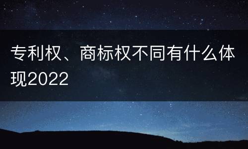 专利权、商标权不同有什么体现2022