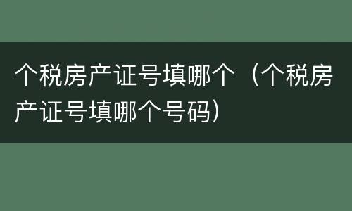 个税房产证号填哪个（个税房产证号填哪个号码）