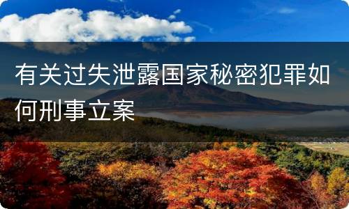有关过失泄露国家秘密犯罪如何刑事立案
