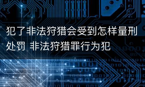 犯了非法狩猎会受到怎样量刑处罚 非法狩猎罪行为犯
