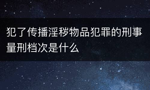 犯了传播淫秽物品犯罪的刑事量刑档次是什么