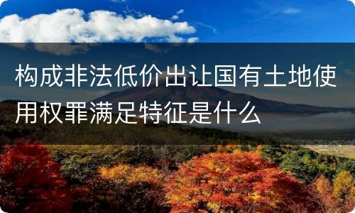 构成非法低价出让国有土地使用权罪满足特征是什么