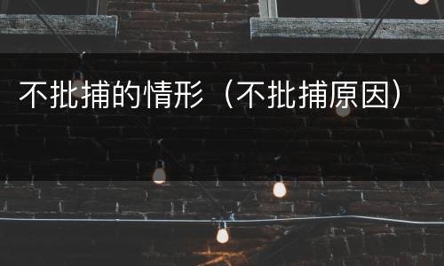 不批捕的情形（不批捕原因）