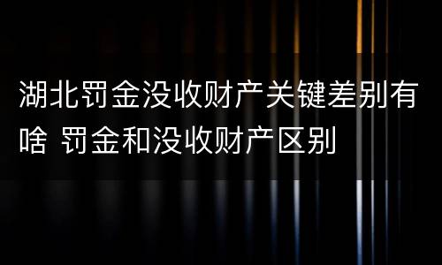 湖北罚金没收财产关键差别有啥 罚金和没收财产区别