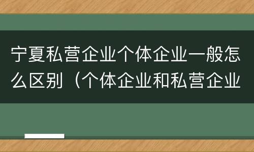 宁夏私营企业个体企业一般怎么区别（个体企业和私营企业有哪些）