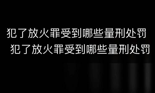 犯了放火罪受到哪些量刑处罚 犯了放火罪受到哪些量刑处罚呢