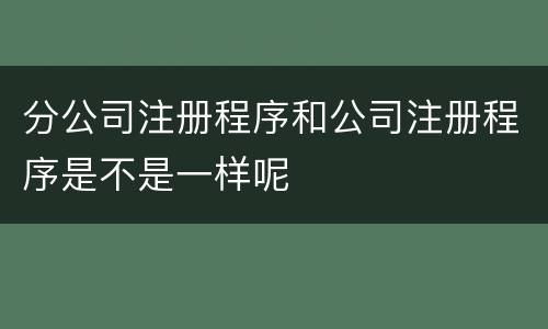 分公司注册程序和公司注册程序是不是一样呢