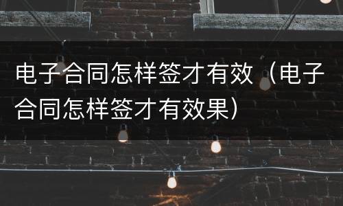 电子合同怎样签才有效（电子合同怎样签才有效果）