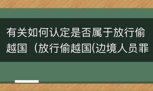 有关如何认定是否属于放行偷越国（放行偷越国(边境人员罪）