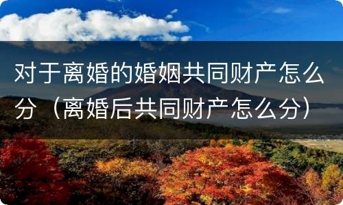 对于离婚的婚姻共同财产怎么分（离婚后共同财产怎么分）