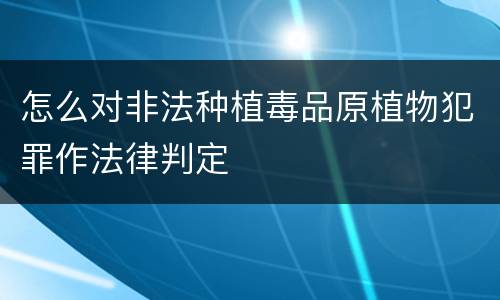 怎么对非法种植毒品原植物犯罪作法律判定