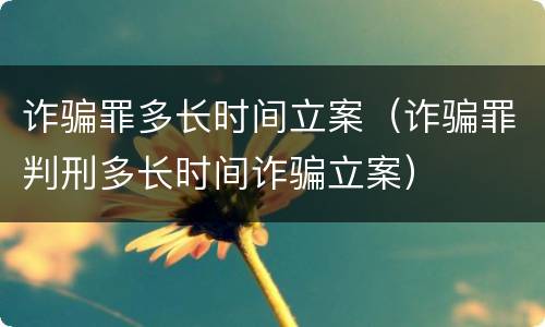 诈骗罪多长时间立案（诈骗罪判刑多长时间诈骗立案）