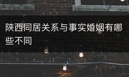 陕西同居关系与事实婚姻有哪些不同