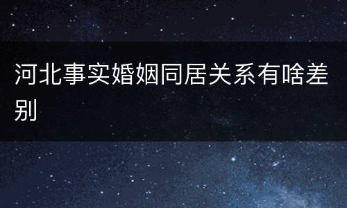河北事实婚姻同居关系有啥差别