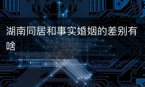 湖南同居和事实婚姻的差别有啥