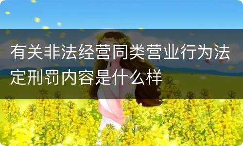 有关非法经营同类营业行为法定刑罚内容是什么样
