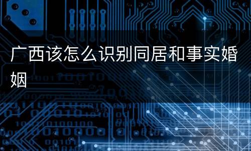 广西该怎么识别同居和事实婚姻