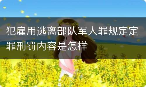犯雇用逃离部队军人罪规定定罪刑罚内容是怎样