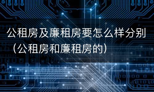 公租房及廉租房要怎么样分别（公租房和廉租房的）