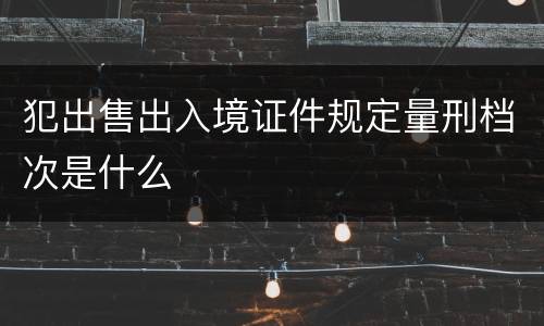犯出售出入境证件规定量刑档次是什么