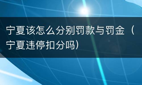宁夏该怎么分别罚款与罚金（宁夏违停扣分吗）