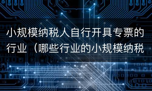 小规模纳税人自行开具专票的行业（哪些行业的小规模纳税人可以自行开具增值税专用发票）
