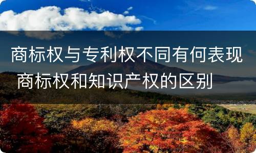 商标权与专利权不同有何表现 商标权和知识产权的区别