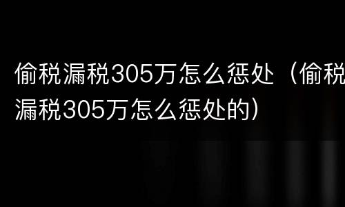 偷税漏税305万怎么惩处（偷税漏税305万怎么惩处的）