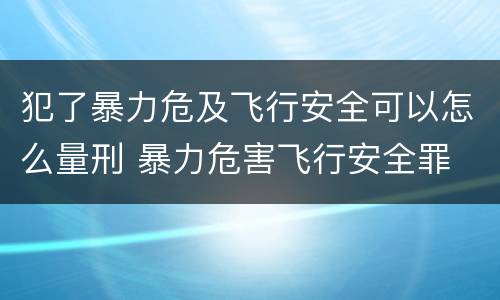犯了暴力危及飞行安全可以怎么量刑 暴力危害飞行安全罪