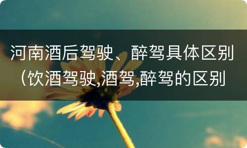 河南酒后驾驶、醉驾具体区别（饮酒驾驶,酒驾,醉驾的区别）