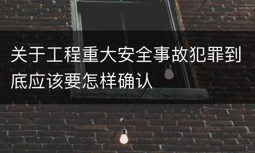 关于工程重大安全事故犯罪到底应该要怎样确认