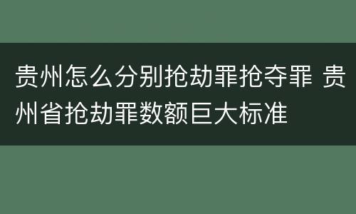 贵州怎么分别抢劫罪抢夺罪 贵州省抢劫罪数额巨大标准