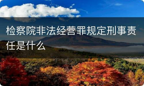 检察院非法经营罪规定刑事责任是什么