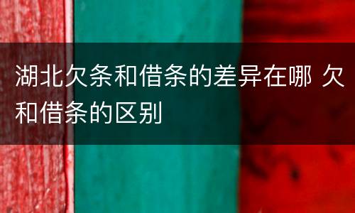 湖北欠条和借条的差异在哪 欠和借条的区别