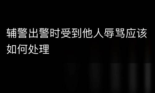 辅警出警时受到他人辱骂应该如何处理